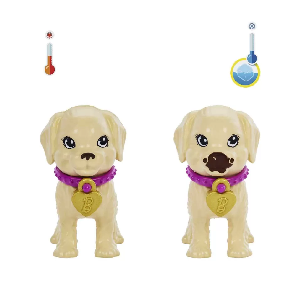 Barbie Adopta Perritos Muneca Con Vestido Morado Perritos Mascota Y Accesorios Para Cuidarles Juguet* Muñecas