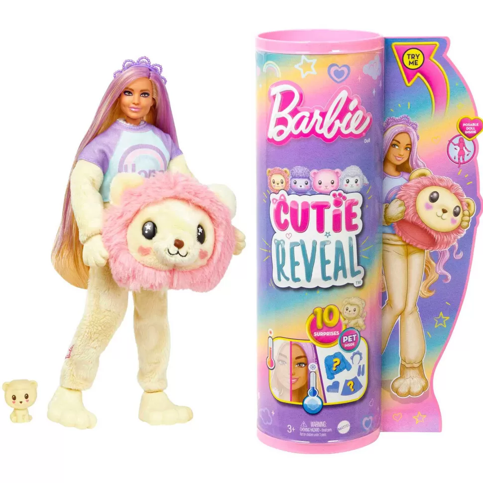 Barbie Muñecas^ Cutie Reveal Camisetas Cozy Leon Disfraz Revela Una Muneca Articulada Con Mascota Y Accesorio