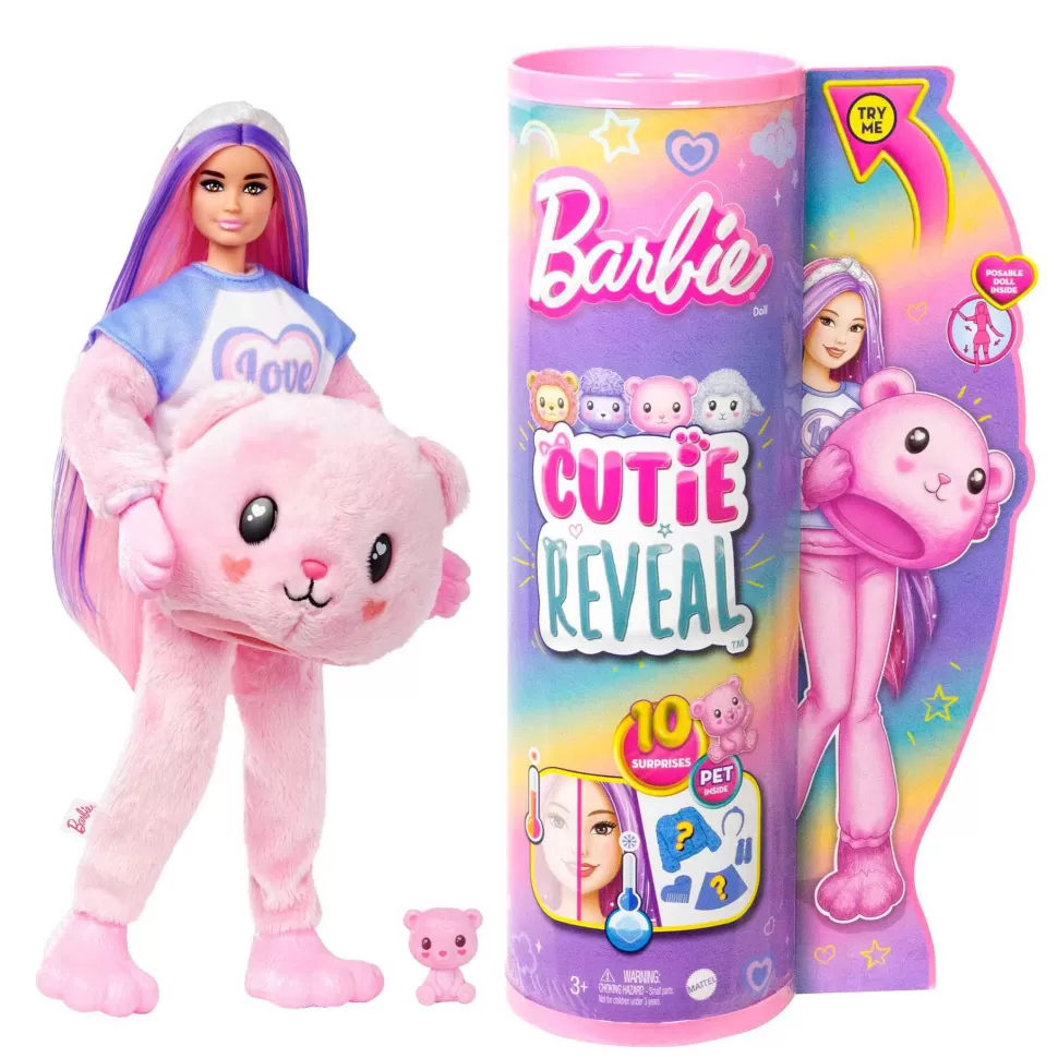 Barbie Cutie Reveal Camisetas Cozy Osito Disfraz Revela Una Muneca Articulada Con Mascota Y Accesori* Muñecas