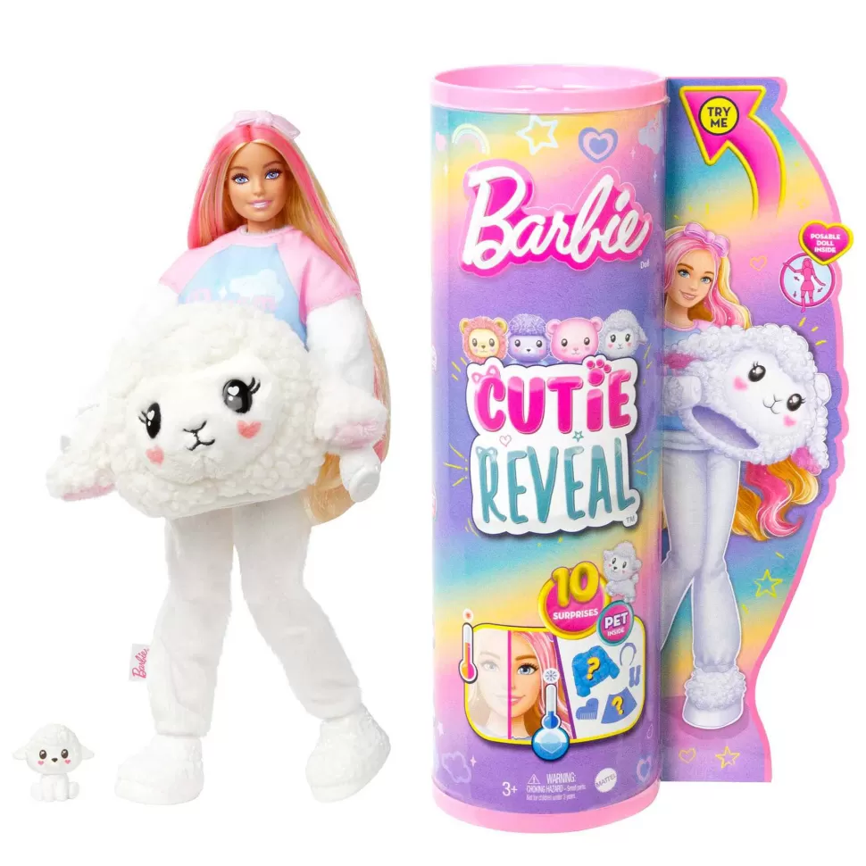 Barbie Muñecas^ Cutie Reveal Camisetas Cozy Oveja Disfraz Revela Una Muneca Articulada Con Mascota Y Accesori
