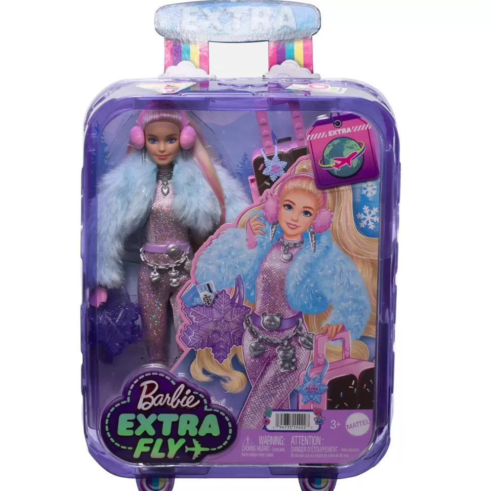Barbie Muñecas^ Extra Fly Muneca Con Tematica De Viajes Con Conjunto Invernal Para La Nieve Mono Ros