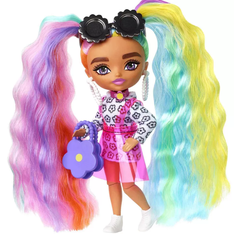 Barbie Extra Mini Vestido Margaritas Y Coletas Colores* Muñecas