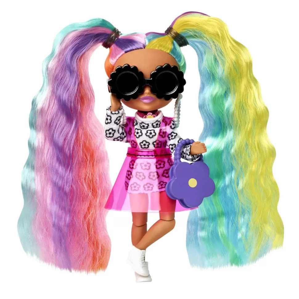Barbie Extra Mini Vestido Margaritas Y Coletas Colores* Muñecas