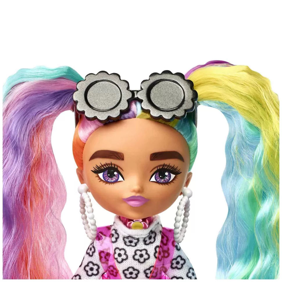 Barbie Extra Mini Vestido Margaritas Y Coletas Colores* Muñecas