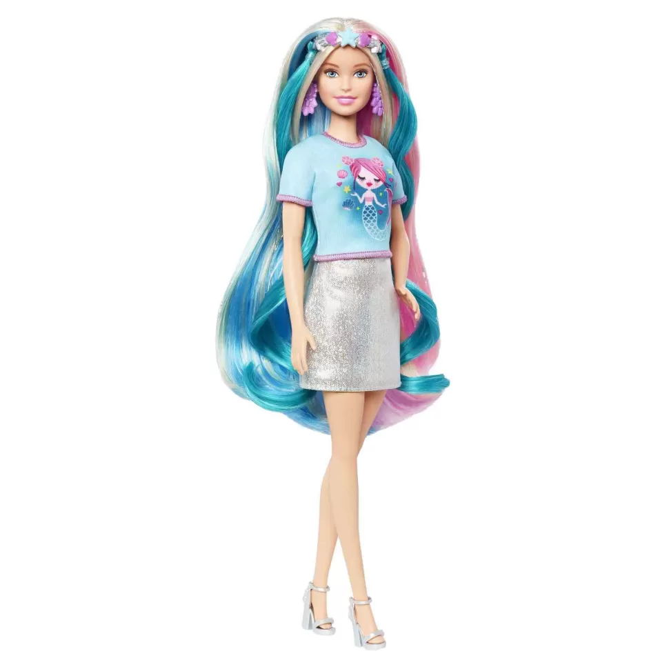 Barbie Muñecas^ Pelo Fantasia Muneca Para Peinar Con Accesorios De Moda Y Diademas Con Mechas De Unicornio Y