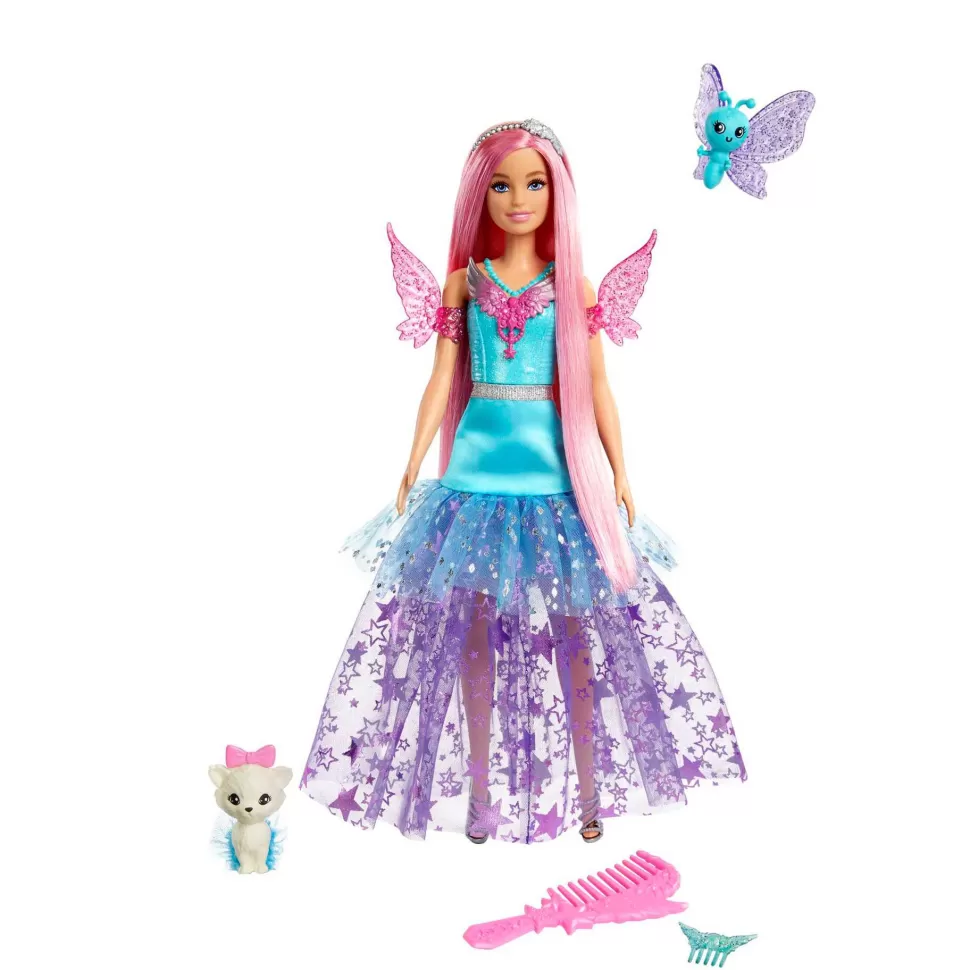 Barbie Muñecas^ Un Toque De Magia Malibu Muneca Rubia Con Look Fantasia, Mascotas Y Accesorios Para Peinar