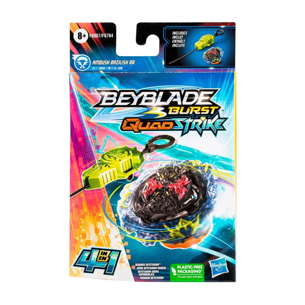 Beyblade Figuras Y Minimundos^ Burst Quadstrike - Kit Inicial Con Top Ambush Bazilisk B8