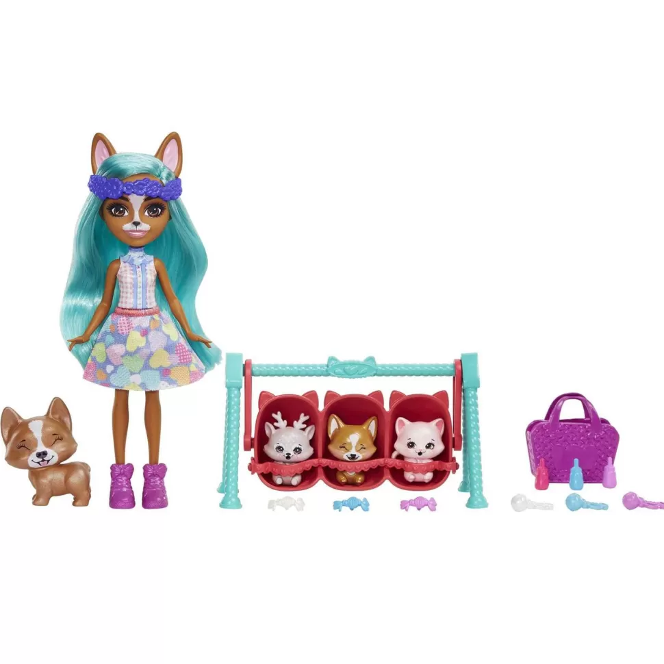 Enchantimals Muñecas^ Baby Bffs Crizia Corgi Muneca Con Mascotas 4 Anos