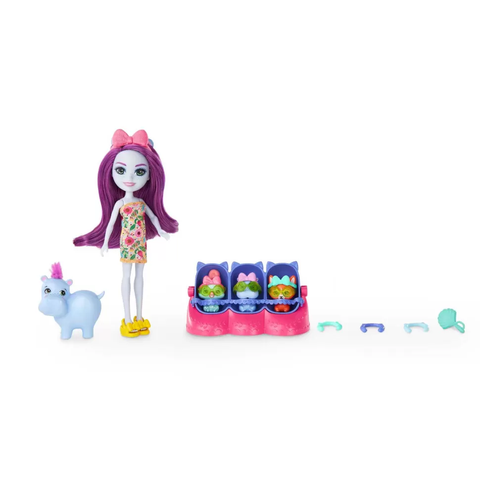 Enchantimals Muñecas^ Baby Bffs Muneca Hedda Hippo Con Mascota Hipopotamo Lake, 3 Bestie Reveal Y Accesorios