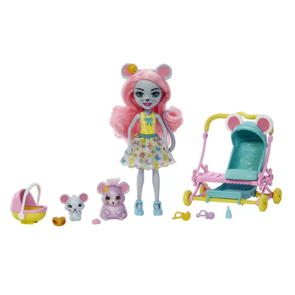 Enchantimals Muñecas^ City Tails Main Street Mauria Mouse Pasea Bebes Muneca Con Mascotas Y Accesorios De Cui