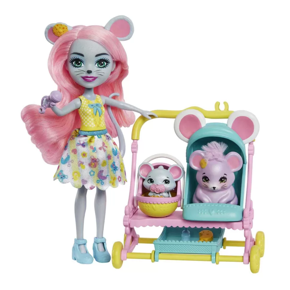Enchantimals Muñecas^ City Tails Main Street Mauria Mouse Pasea Bebes Muneca Con Mascotas Y Accesorios De Cui