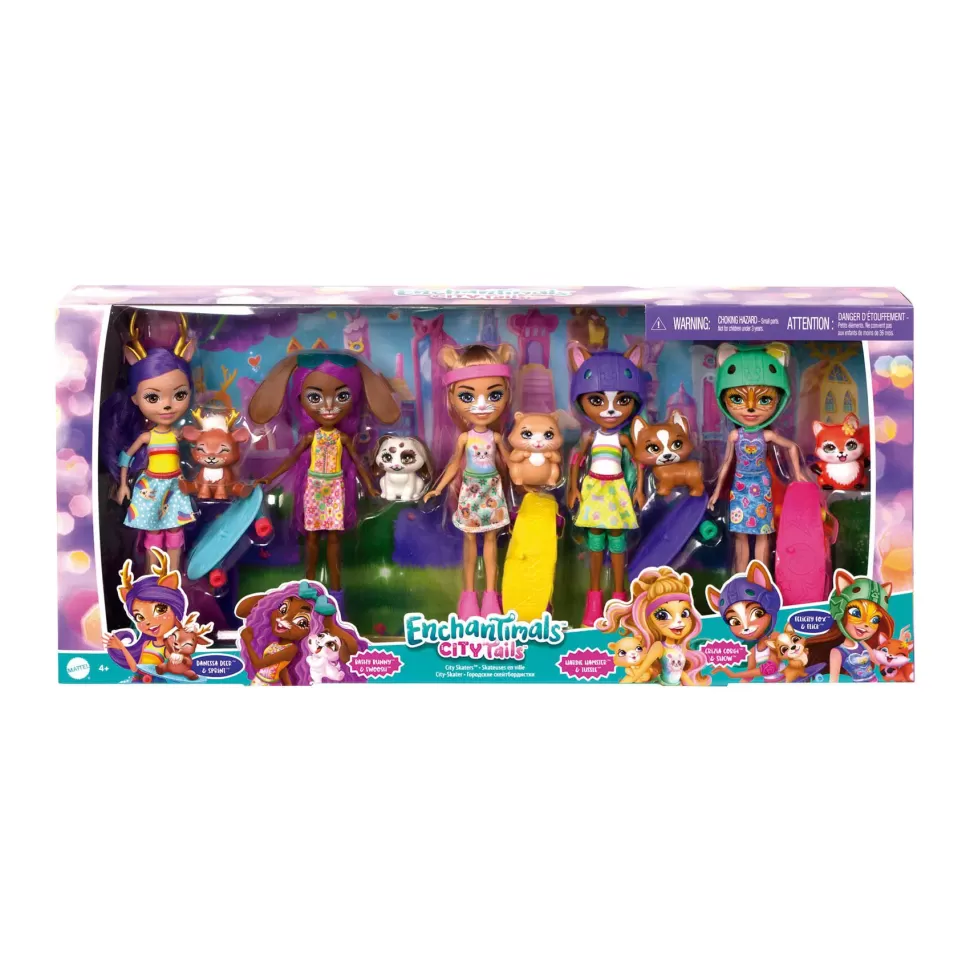 Enchantimals City Tails Pack 5 Muñecas Con Mascotas 4 Anos* Muñecas