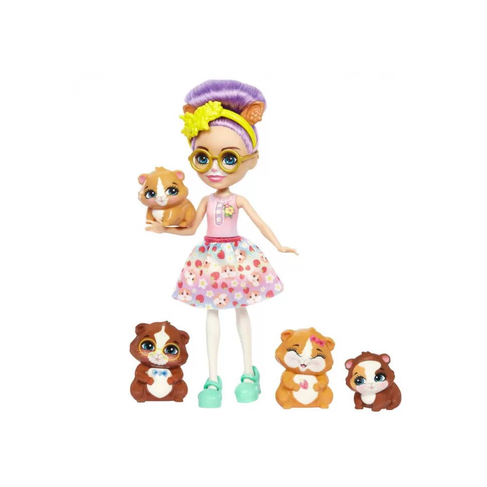 Enchantimals Muñecas^ Muneca Guinea Con Familia De Mascotas Cobaya De Juguete
