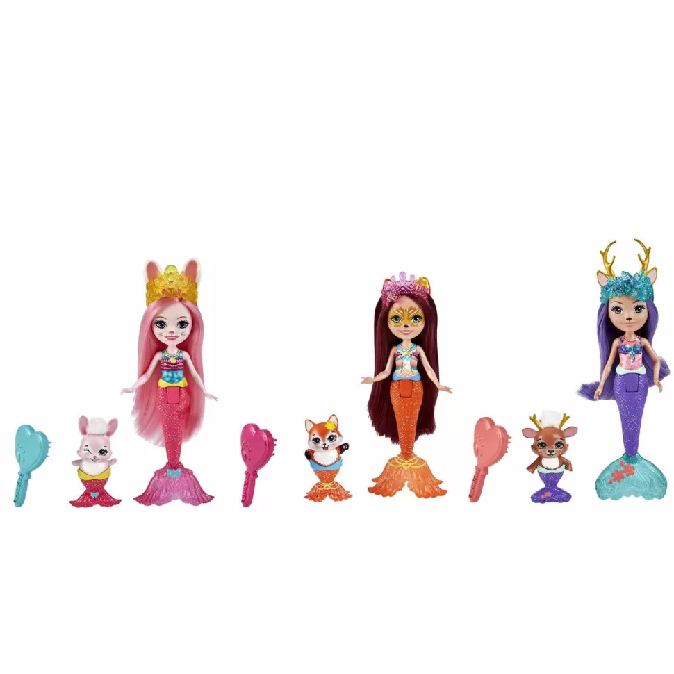 Enchantimals Muñecas^ Pack 3 Sirenas Muñecas Con Mascotas Y Accesorios Mattel Hcf87