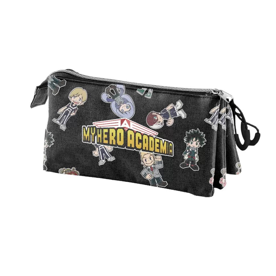 My Hero Academy Estuche Portatodo Triple Eco My Hero Academia Negro Chibi* Vuelta Al Cole