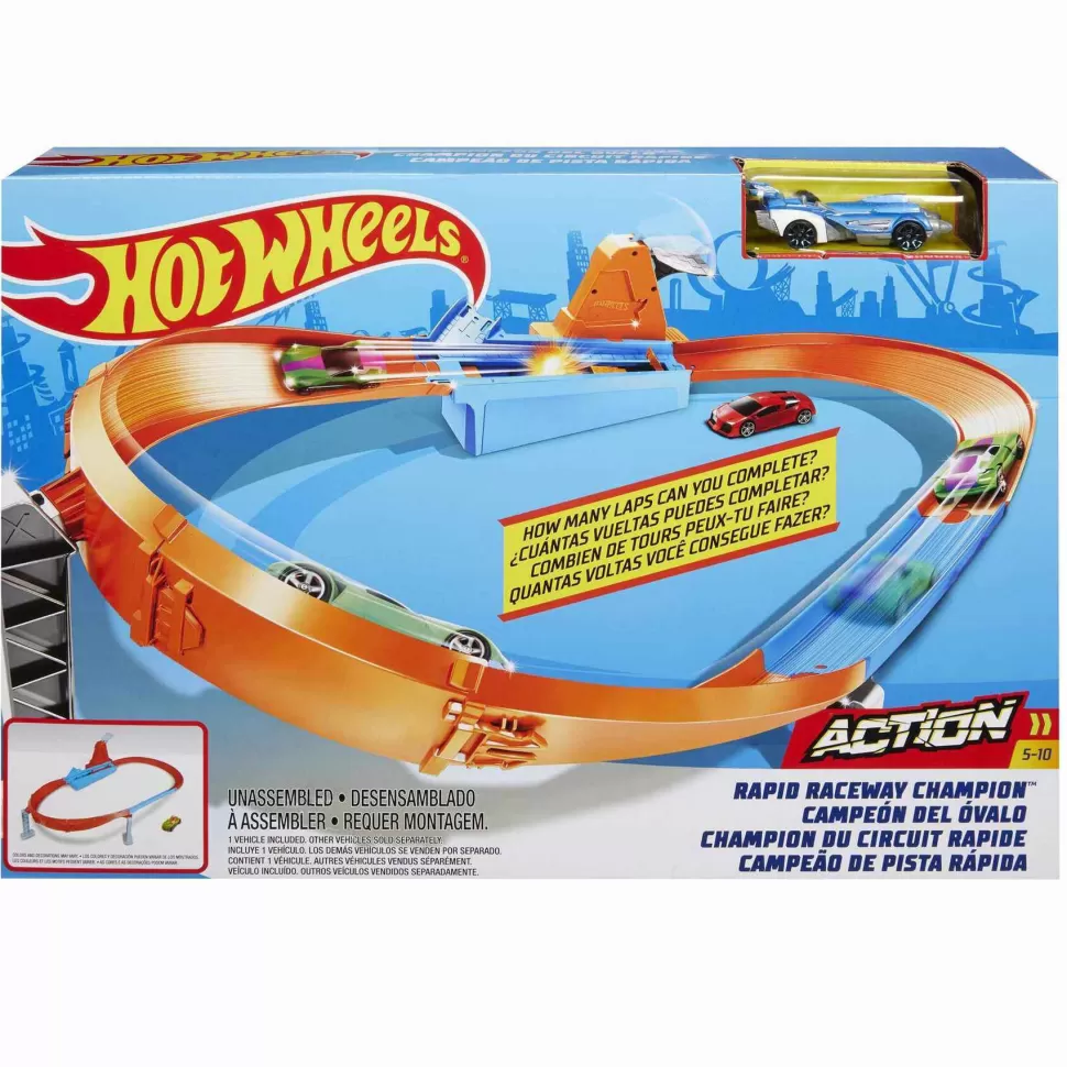Hot Wheels Vehículos Y Radio Control^ Action Trackset Campeon Del Ovalo Pistas De Coches De Juguete 4 Anos