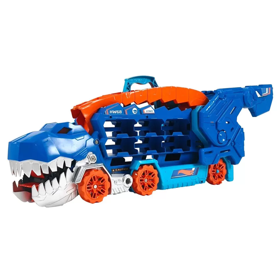 Hot Wheels Vehículos Y Radio Control^ City Camion Trailer Camion Que Se Transforma En Tiranosaurio Rex Pisoteador Con Pista De