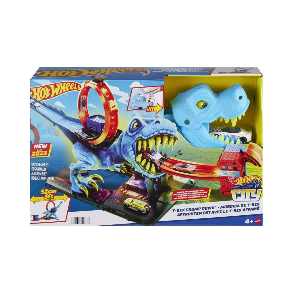Hot Wheels Vehículos Y Radio Control^ City Desafio Del T-Rex Pista Para Coches De Juguete 4 Anos