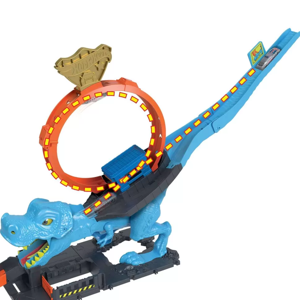 Hot Wheels Vehículos Y Radio Control^ City Desafio Del T-Rex Pista Para Coches De Juguete 4 Anos