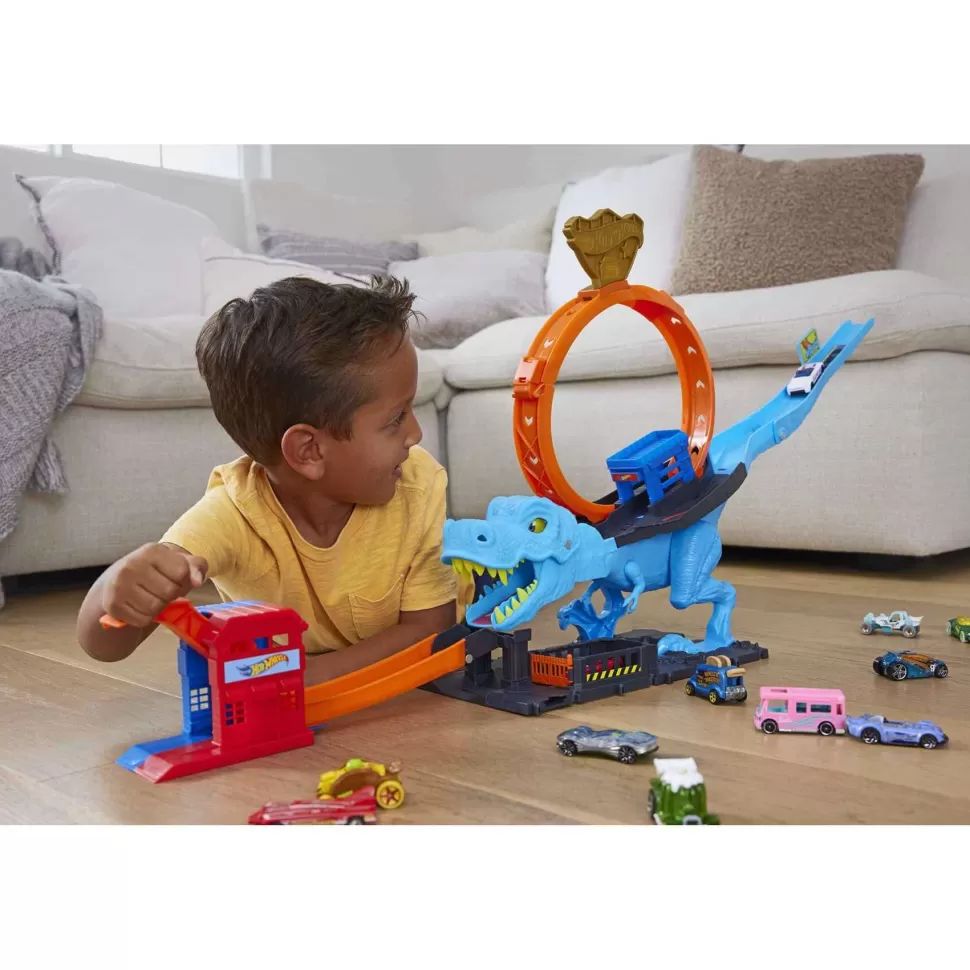 Hot Wheels Vehículos Y Radio Control^ City Desafio Del T-Rex Pista Para Coches De Juguete 4 Anos