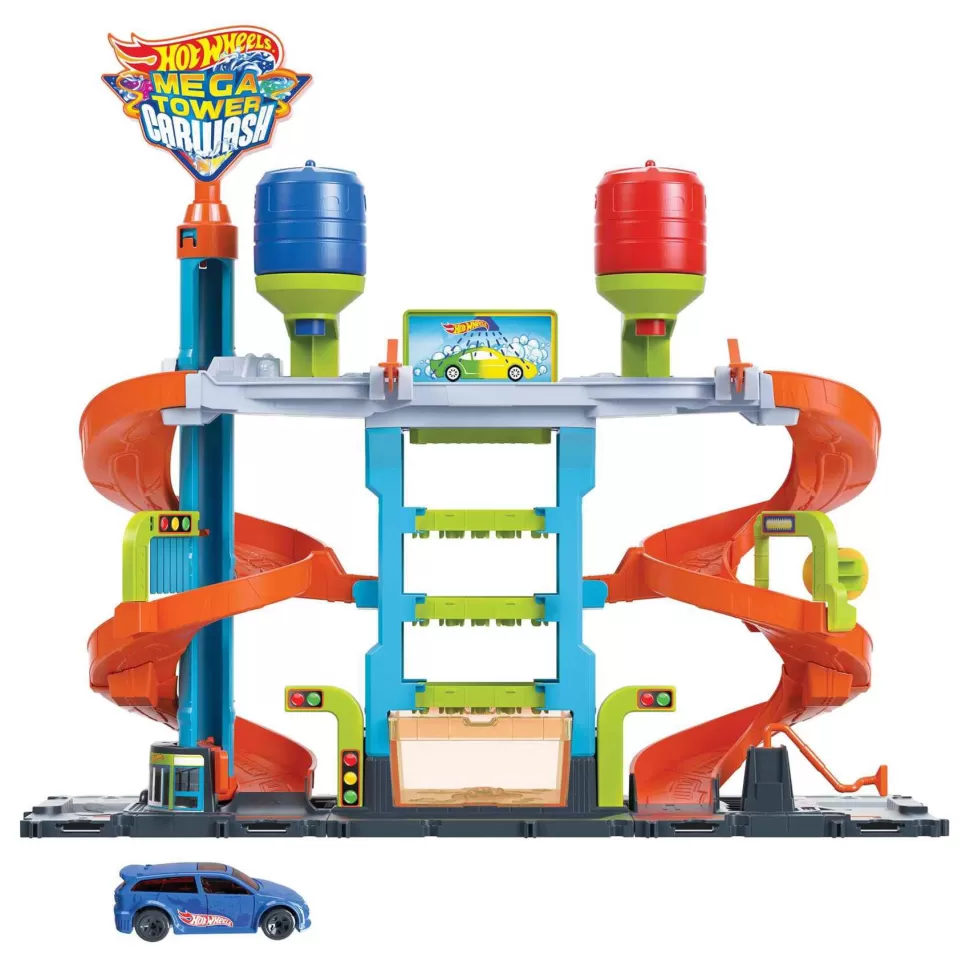 Hot Wheels Vehículos Y Radio Control^ City Mega Torre Lavado Pista Coches De Juguete 4 Anos