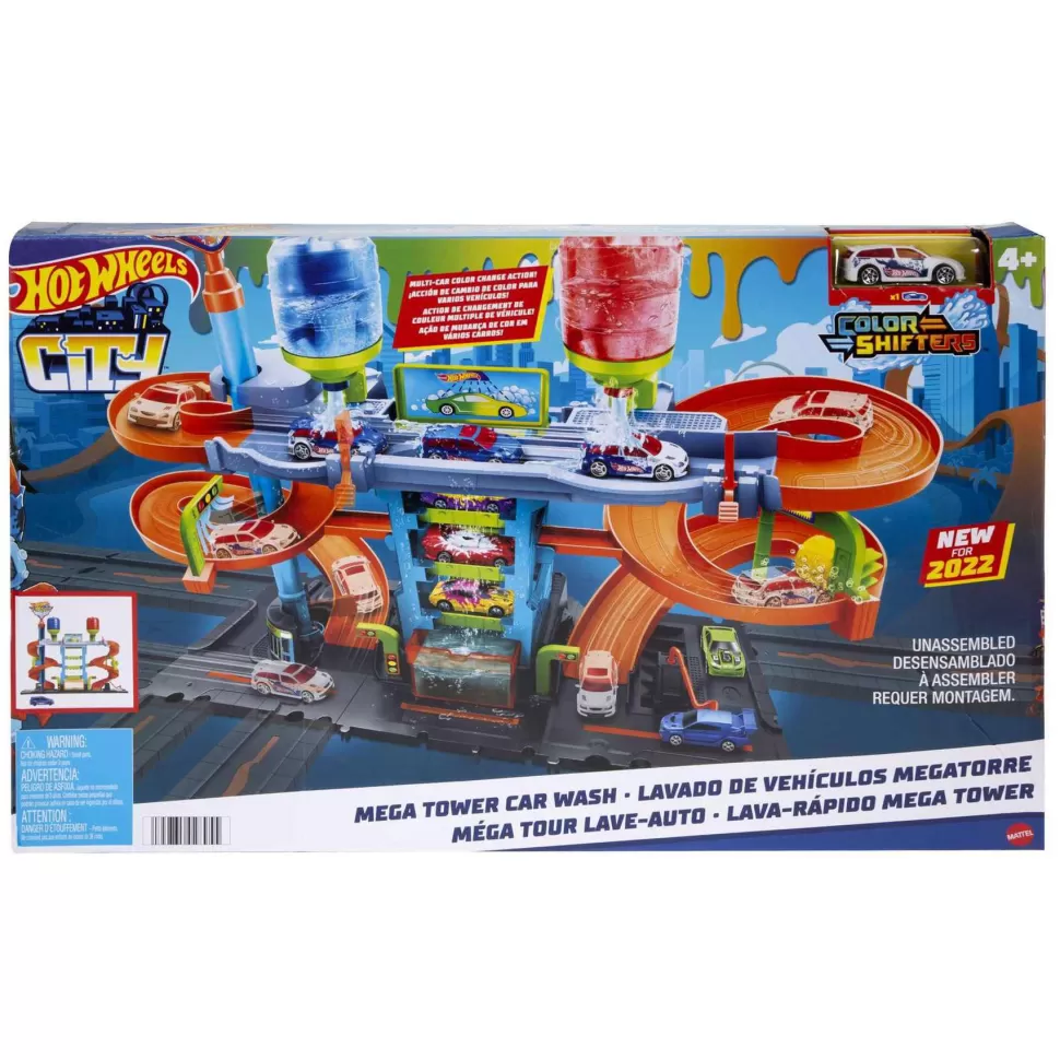 Hot Wheels Vehículos Y Radio Control^ City Mega Torre Lavado Pista Coches De Juguete 4 Anos