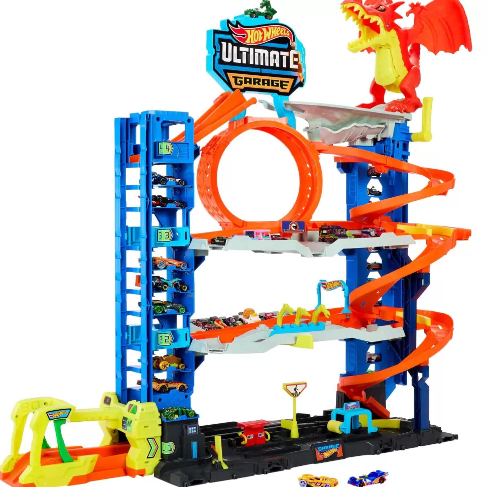 Hot Wheels City Megagaraje Ultimate Garage Conjunto De Juego Con 2 Coches De Metal, Almacenamiento P* Vehículos Y Radio Control