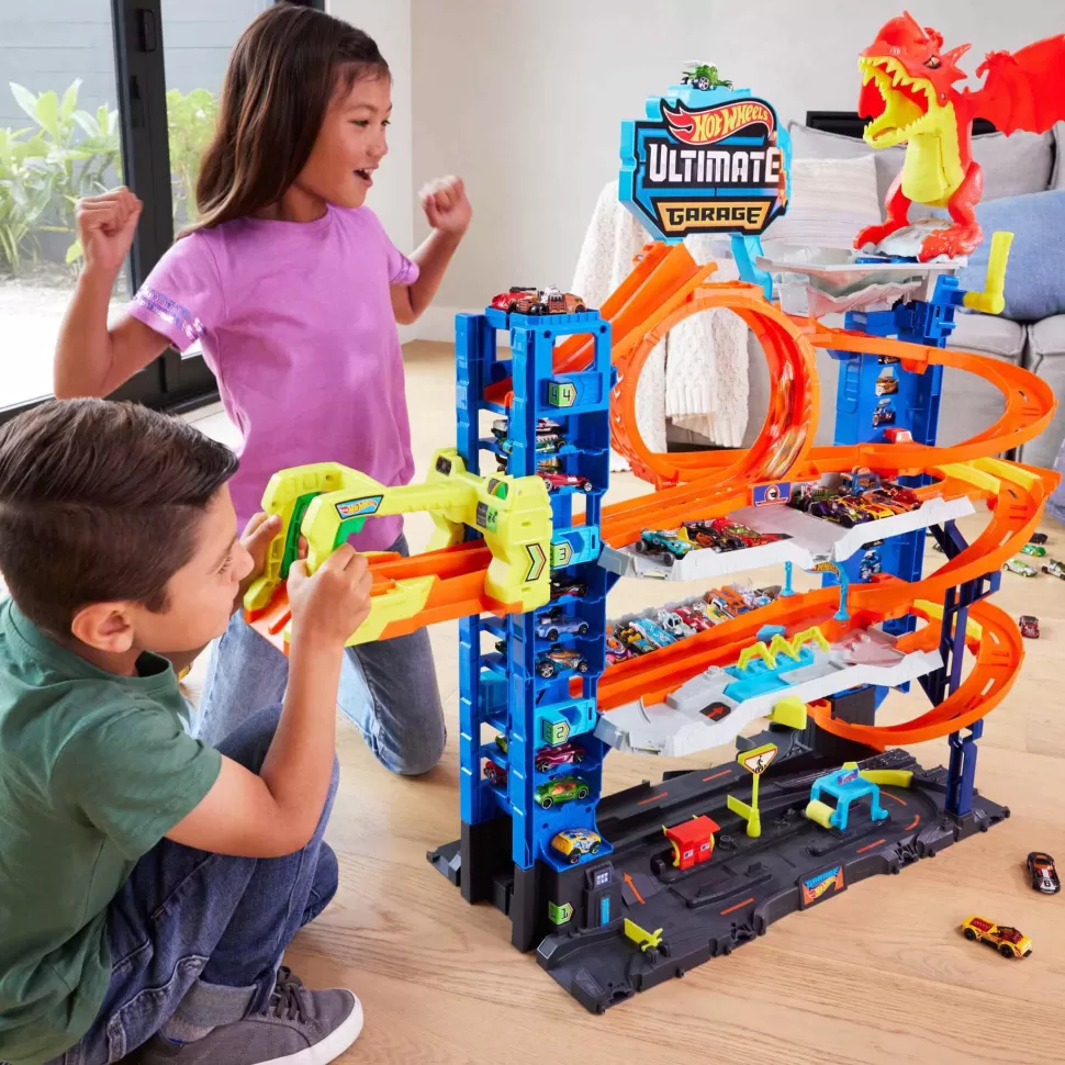 Hot Wheels City Megagaraje Ultimate Garage Conjunto De Juego Con 2 Coches De Metal, Almacenamiento P* Vehículos Y Radio Control