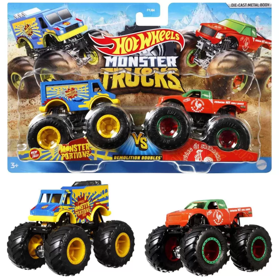 Hot Wheels Monster Truck Coches De Juguetes Duetos De Demolicion 1:64 Modelos Surtidos (Mattel Fyj64* Vehículos Y Radio Control