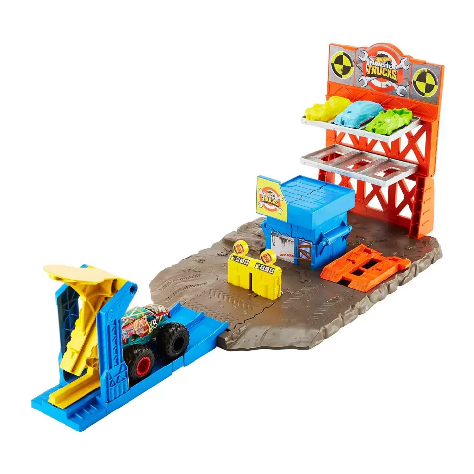 Hot Wheels Vehículos Y Radio Control^ Monster Trucks Gasolinera Pista Coches De Juguete 4 Anos