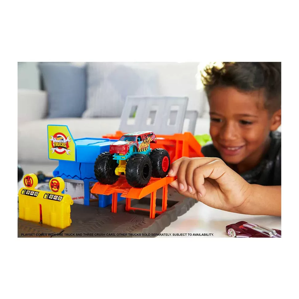 Hot Wheels Vehículos Y Radio Control^ Monster Trucks Gasolinera Pista Coches De Juguete 4 Anos