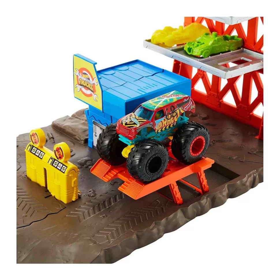 Hot Wheels Vehículos Y Radio Control^ Monster Trucks Gasolinera Pista Coches De Juguete 4 Anos