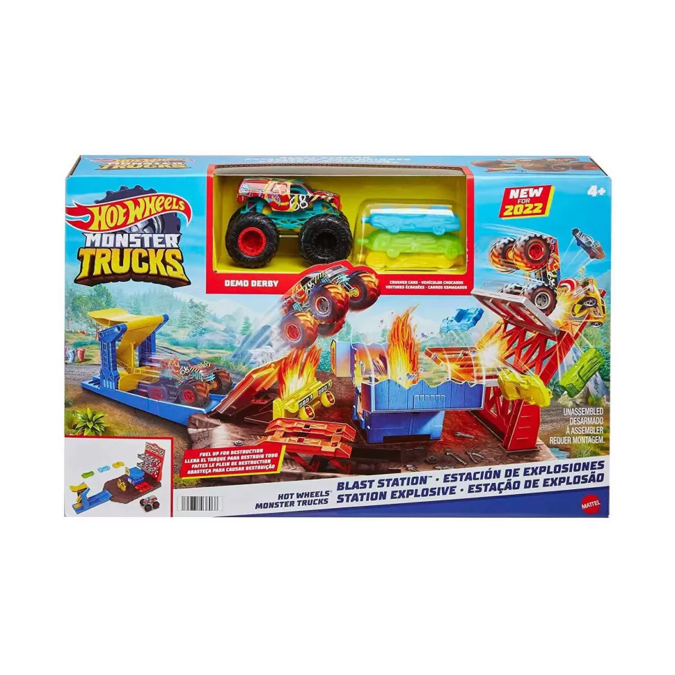 Hot Wheels Vehículos Y Radio Control^ Monster Trucks Gasolinera Pista Coches De Juguete 4 Anos