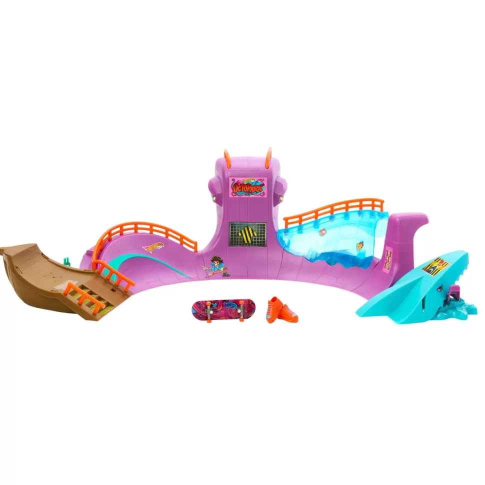 Hot Wheels Vehículos Y Radio Control^ Skate Octopark Conjunto De Juego Incluye Una Tabla Fingerboard Exclusiva Y Un Par De Zap