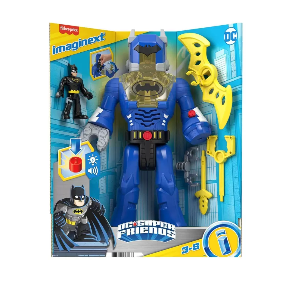 Imaginext Figuras Y Minimundos^ Dc Super Friends Batman Gris Robot Luces Y Sonidos 3 Anos