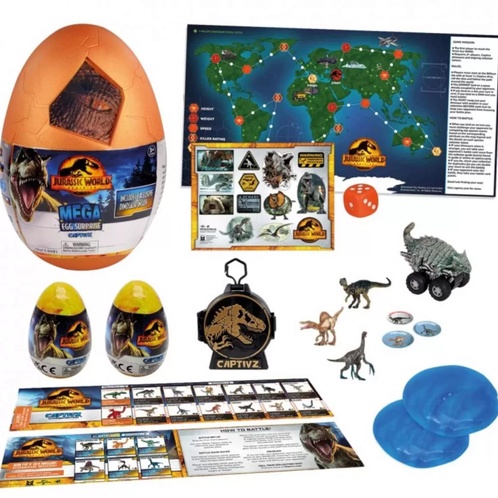Jurassic World Figuras Y Minimundos^Jurassic Captivz Dominion Mega Huevo Sorpresa Dinosaurio Y Accesorios