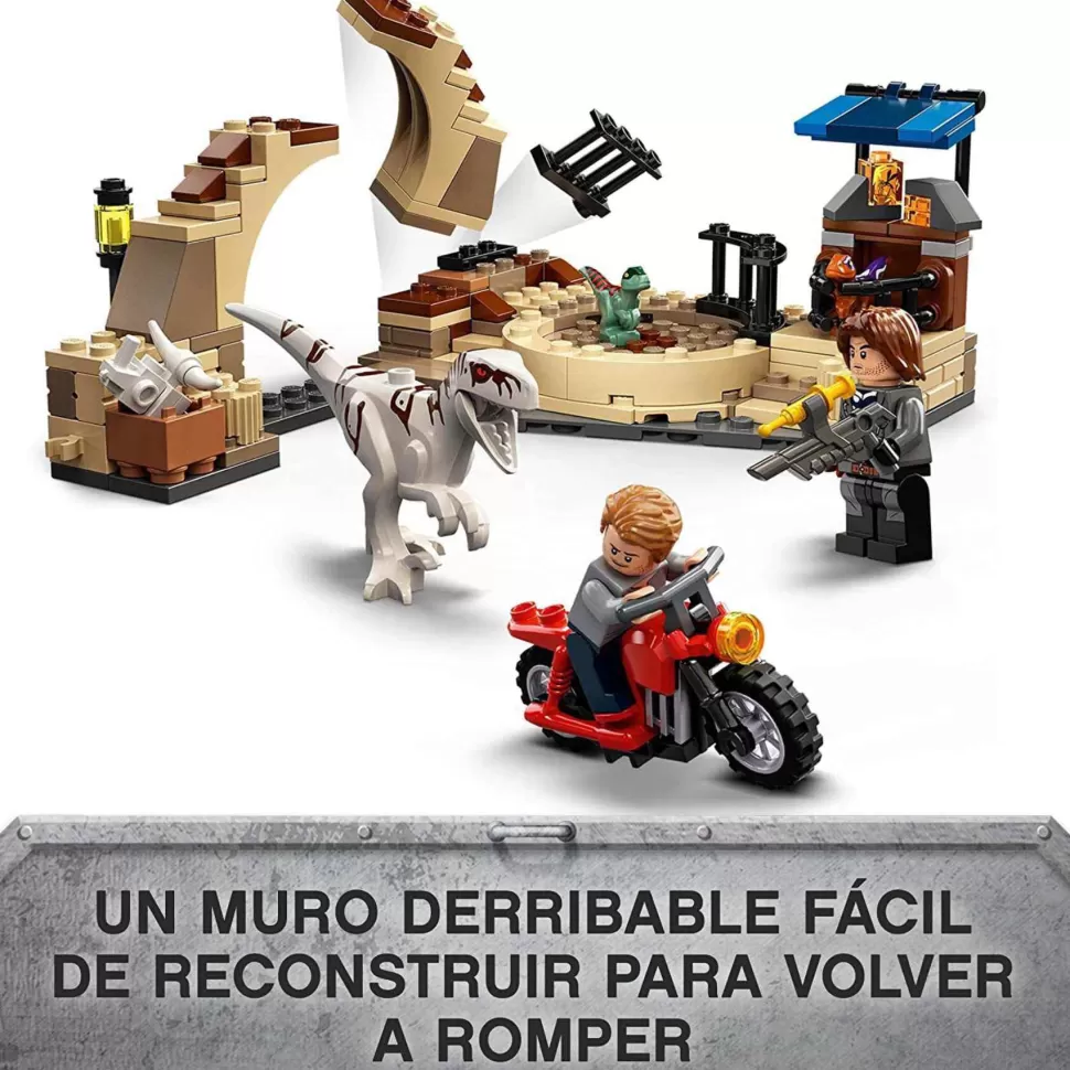 * Jurassic World Persecucion En Moto Del Dinosaurio Atrocirraptor Con Mini Figuras 76945* Juegos De Construcción