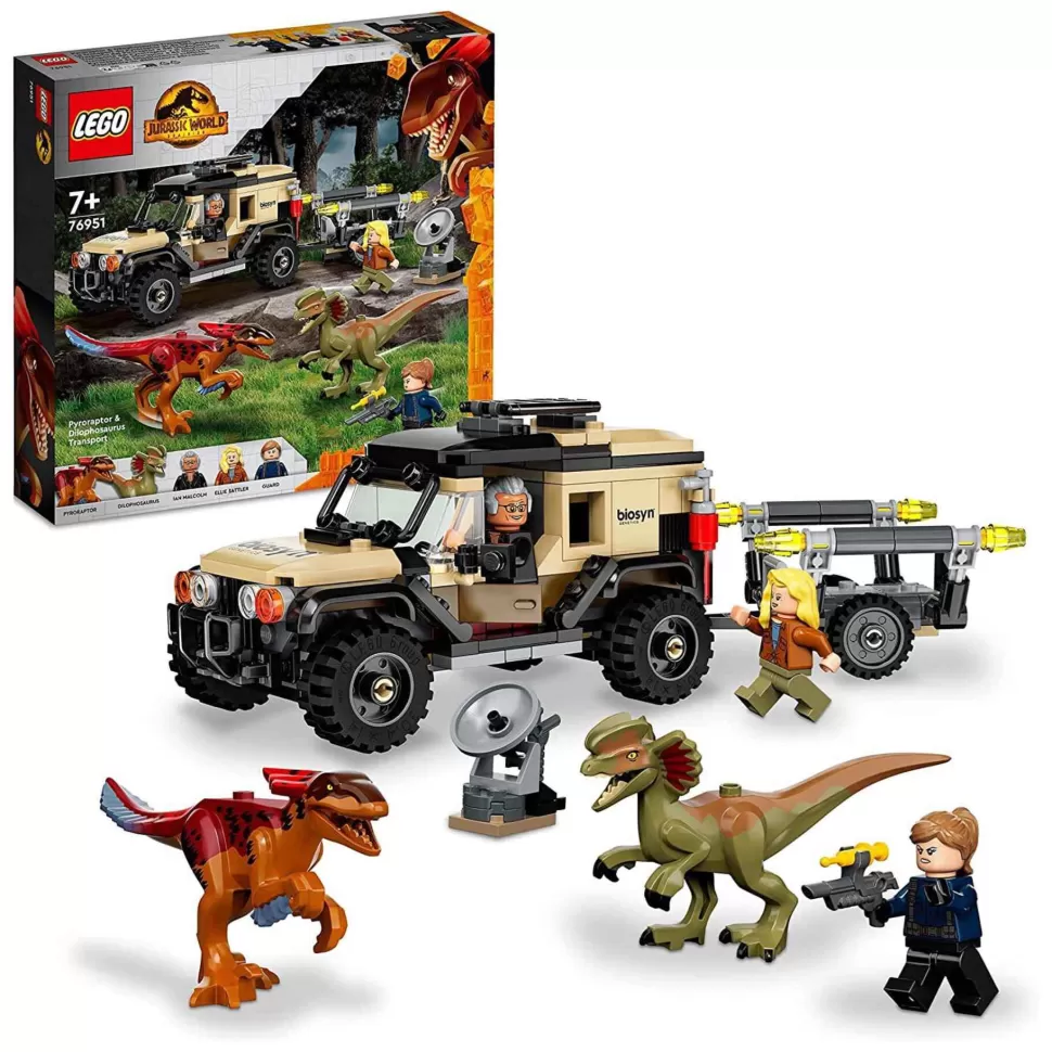 * Jurassic World Transporte Del Pyrorraptor Y El Dilofosaurio 76951* Juegos De Construcción