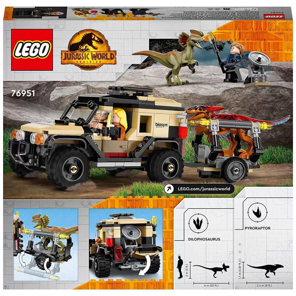 * Jurassic World Transporte Del Pyrorraptor Y El Dilofosaurio 76951* Juegos De Construcción