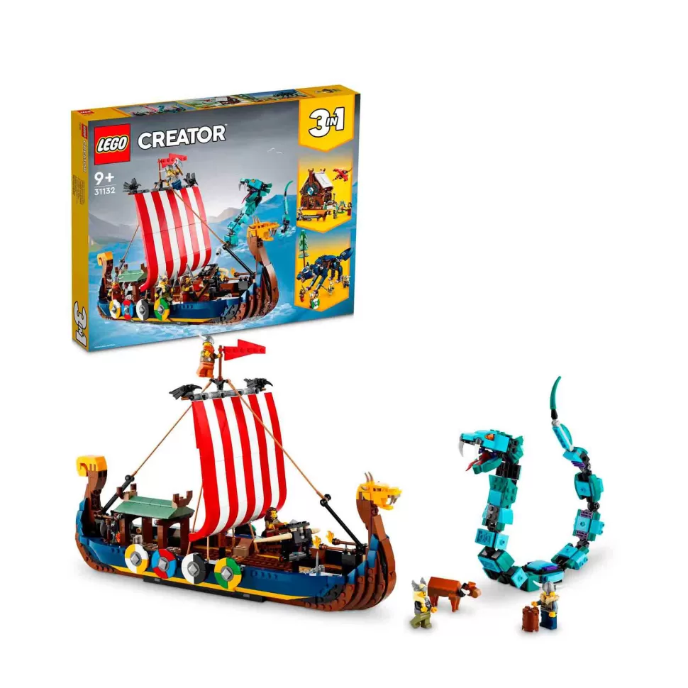 * Juegos De Construcción^Kit De Construcción Creator 3En1 31132 Barco Vikingo Y Serpiente Midgard (1192 Piezas)