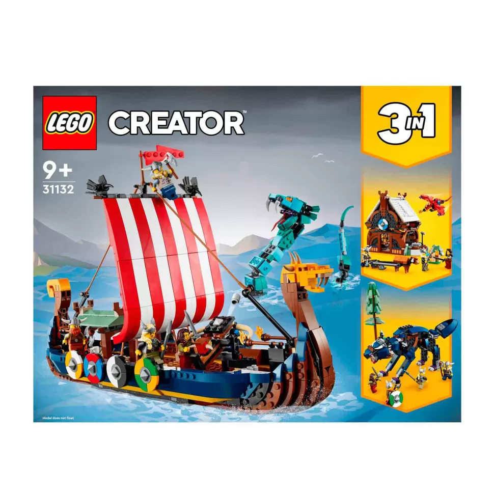 * Juegos De Construcción^Kit De Construcción Creator 3En1 31132 Barco Vikingo Y Serpiente Midgard (1192 Piezas)