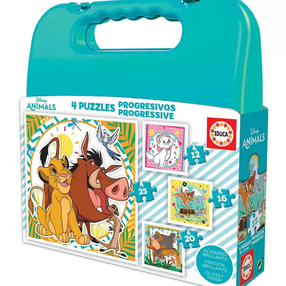Educa Borras Maleta Progresivos Animals 4 Puzzles 12 16 20 25 Piezas* Puzzles Y Educativos
