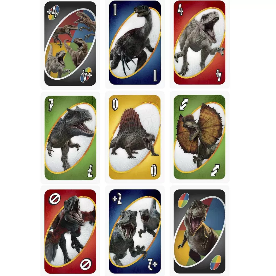 Jurassic World Juegos De Mesa^Mattel Games Uno 3 Juego De Cartas 7 Anos