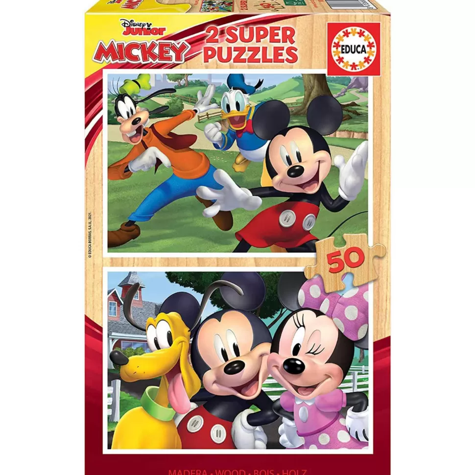 Educa Borras Puzzles Y Educativos^Mickey & Friends Puzzle De Madera Ecologica 2 X 50 Piezas