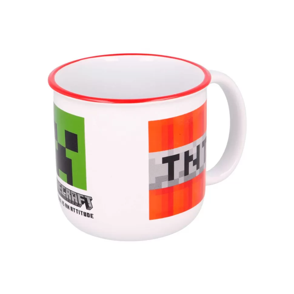 Minecraft Vuelta Al Cole^ Taza Ceramica De Desayuno 400 Ml En Caja Regalo