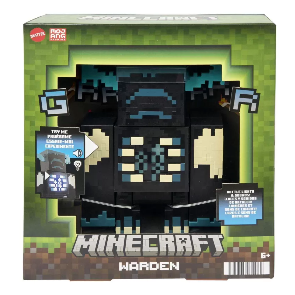 Minecraft Figuras Y Minimundos^ Warden Figura De Accion Deluxe Grande Con Luces Y Sonidos Juguete 3 Anos (Mattel Hhk89)