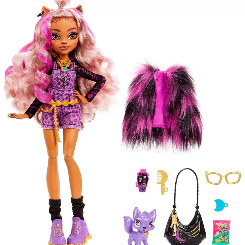 Monster High Muñecas^ Clawdeen Wolf Muneca Articulada Con Mascota Y Accesorios De Moda