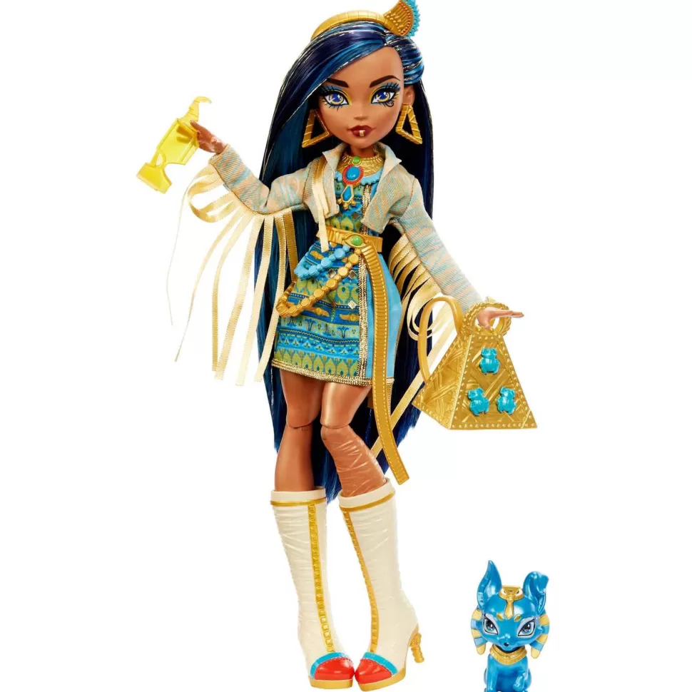 Monster High Muñecas^ Cleo De Nile Muneca Articulada Con Mascota Y Accesorios De Moda
