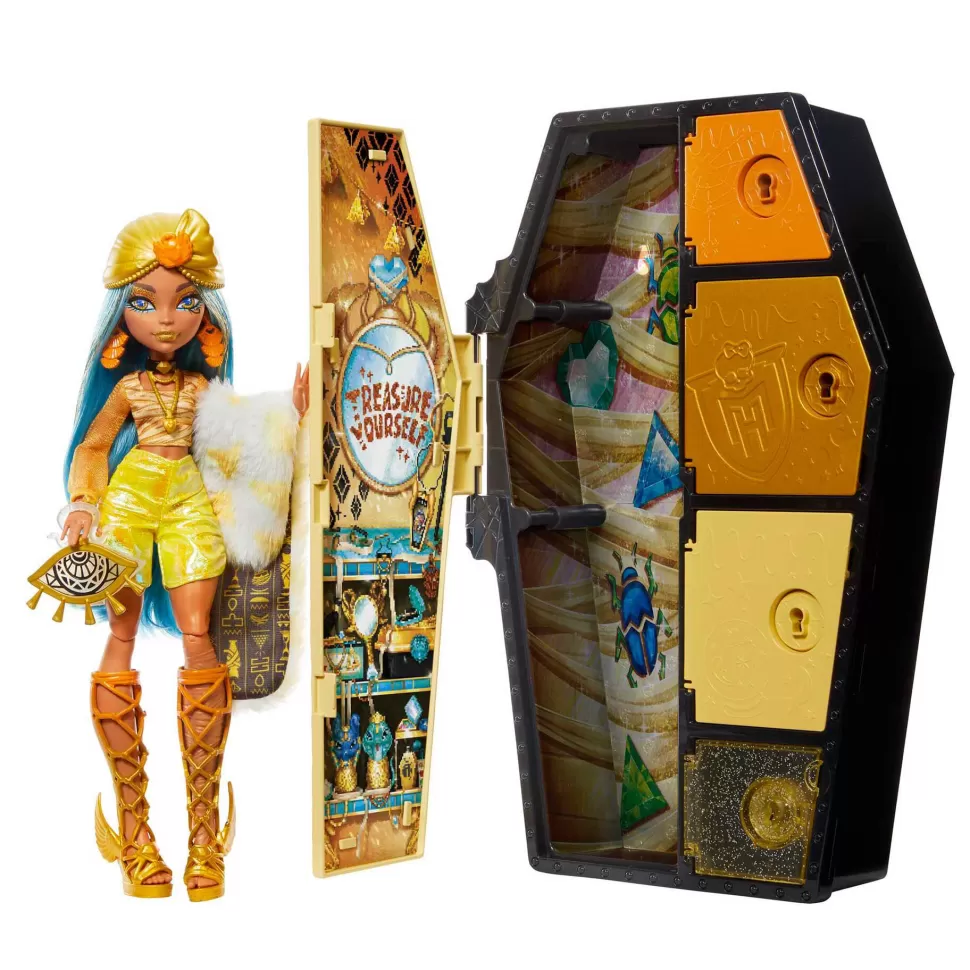 Monster High Muñecas^ Skulltimate Secrets Serie 2 Cleo De Nile Muneca Con Armario Iridiscente Y Accesorios So