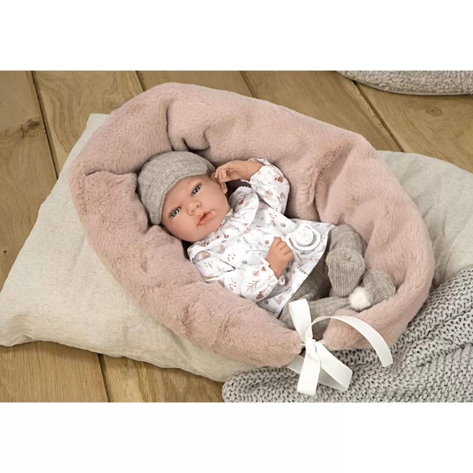 Muñecas Arias Muneco Elegance De 40 Cm Andie Gris Con Cojin Lactancia* Muñecas